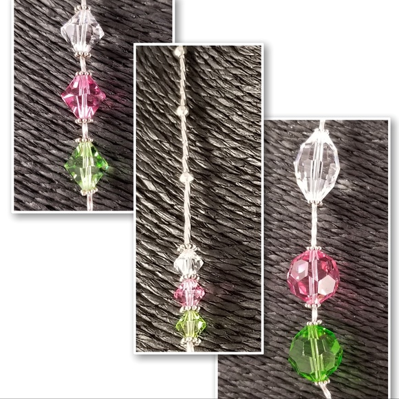 ***SOLD***Pink, Clear & Green Swarovski and Sterling Set - Picture 7 of 9